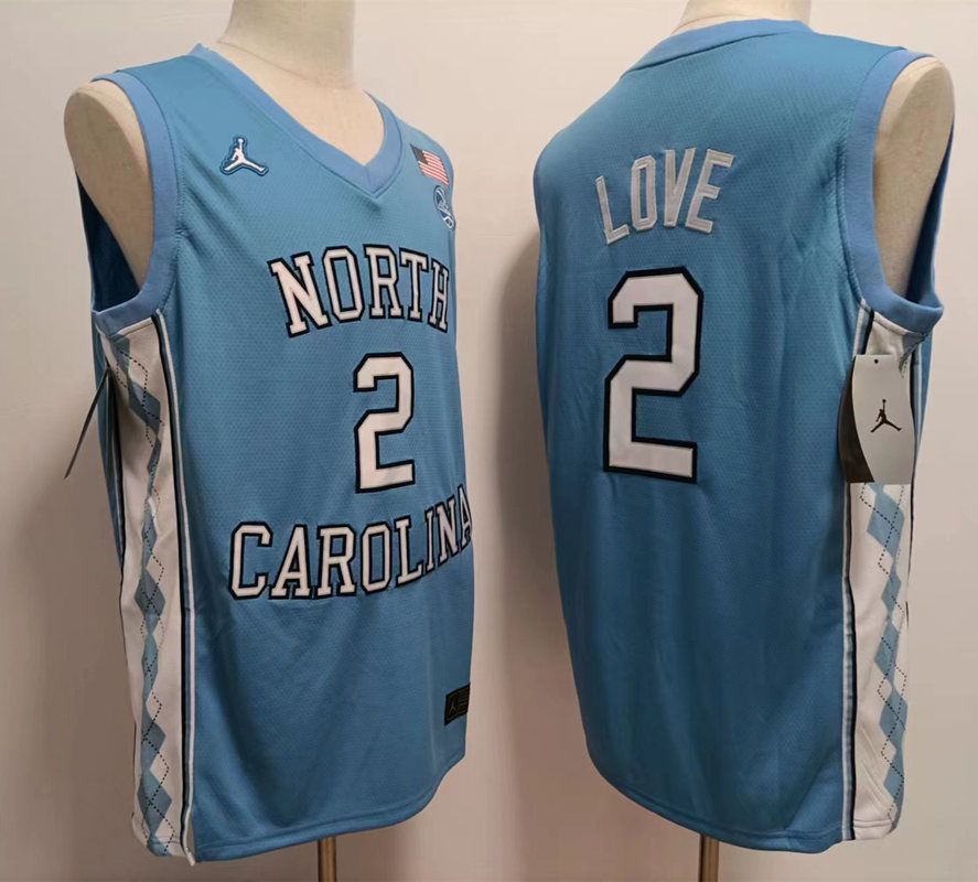 Men North Carolina Tar Heels #2 Love Light Blue 2025 NCAA Jersey->ncaa teams->NCAA Jersey